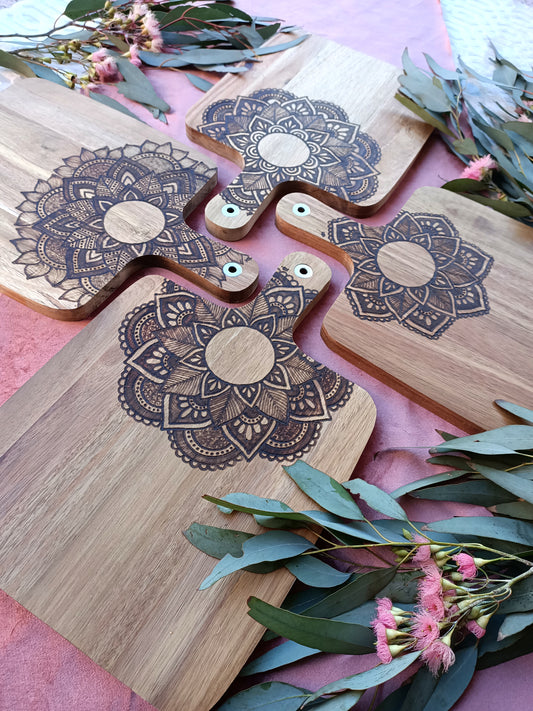Hand Burnt Mandala Paddle Boards